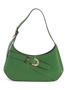 CHEVAL Made In Italy Leather Asymmetrical Buckle Shoulder Bag